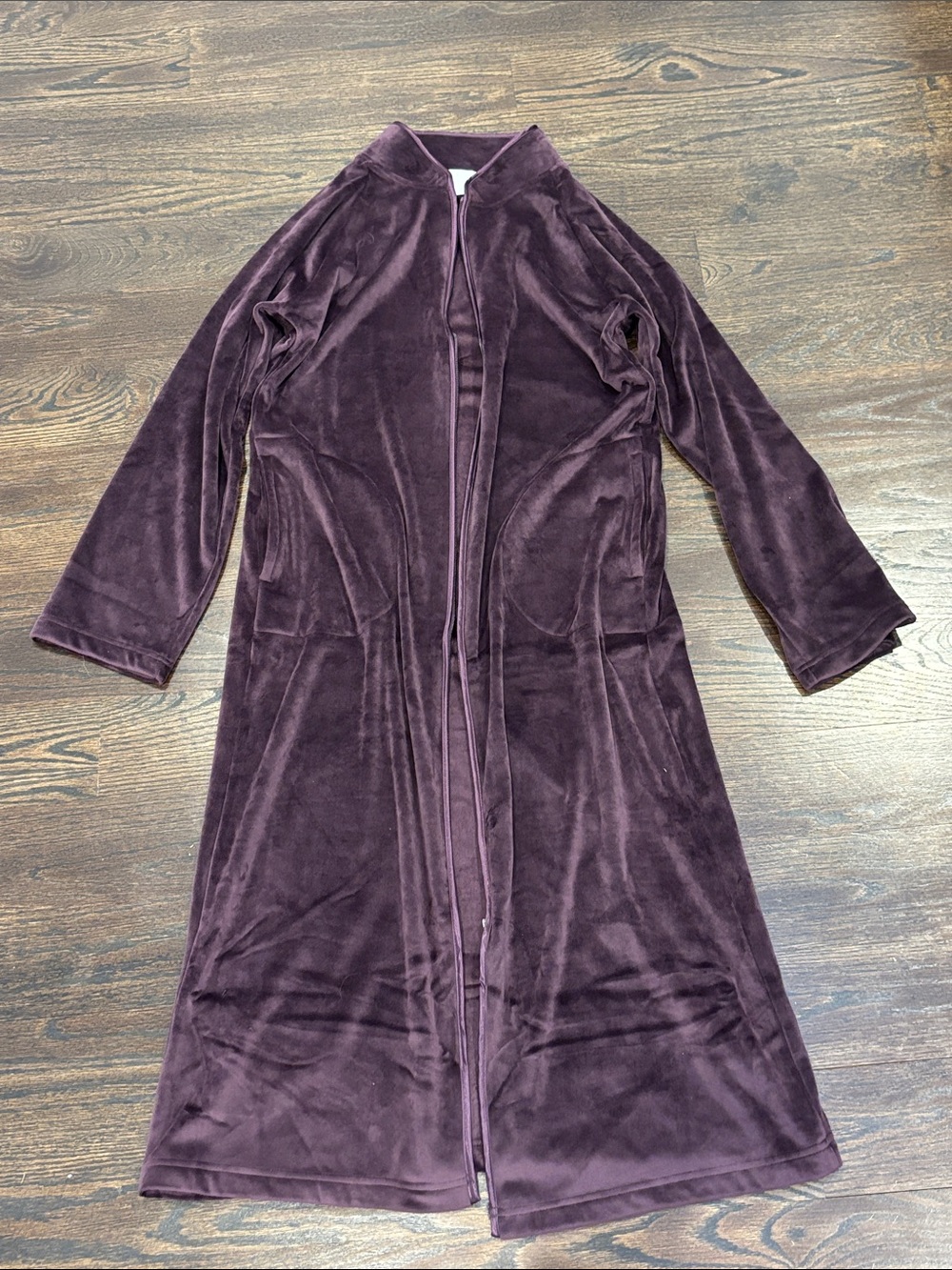 Softies Women’s Long Plush Zip-Front Robe in Plum Size Medium